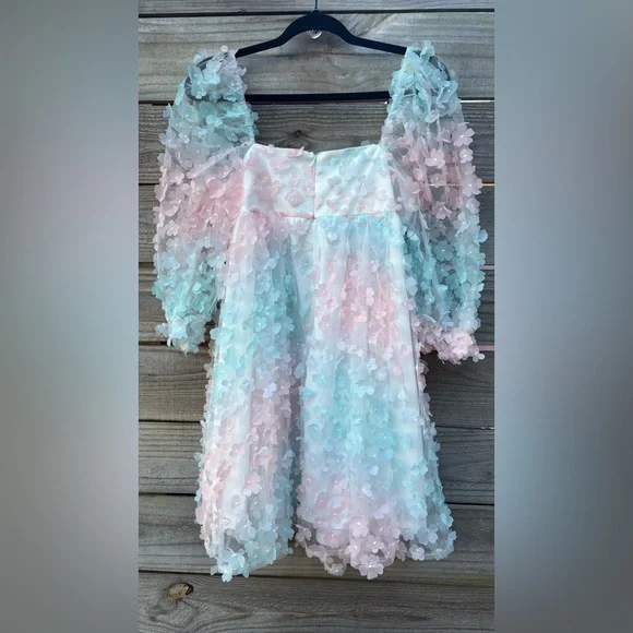 NWT Storia by Anthropologie Rainbow Floral Babydoll Mini Dress Spring SMALL - Picture 3 of 7